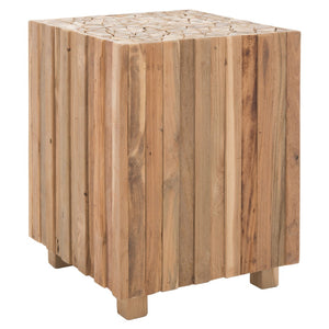 Safavieh Richmond Rustic Teak Block End Table - Handcrafted Medium Oak Accent Table For Any Room Decor FOX1001A