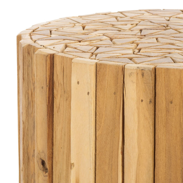 Safavieh Richmond Rustic Round End Table - Reclaimed Teak With Butcher-Block Design For Stylish Spaces FOX1002A