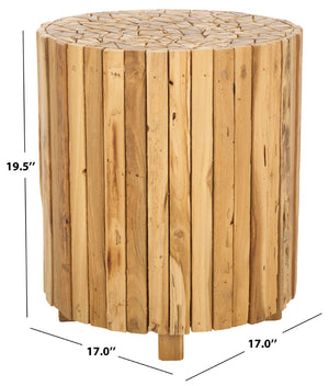 Safavieh Richmond Rustic Round End Table - Reclaimed Teak With Butcher-Block Design For Stylish Spaces FOX1002A