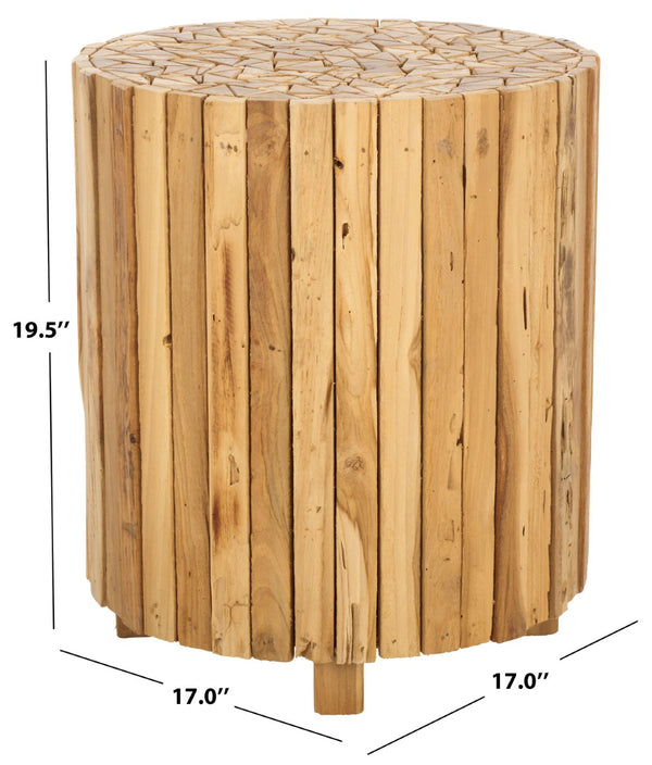 Safavieh Richmond Rustic Round End Table - Reclaimed Teak With Butcher-Block Design For Stylish Spaces FOX1002A