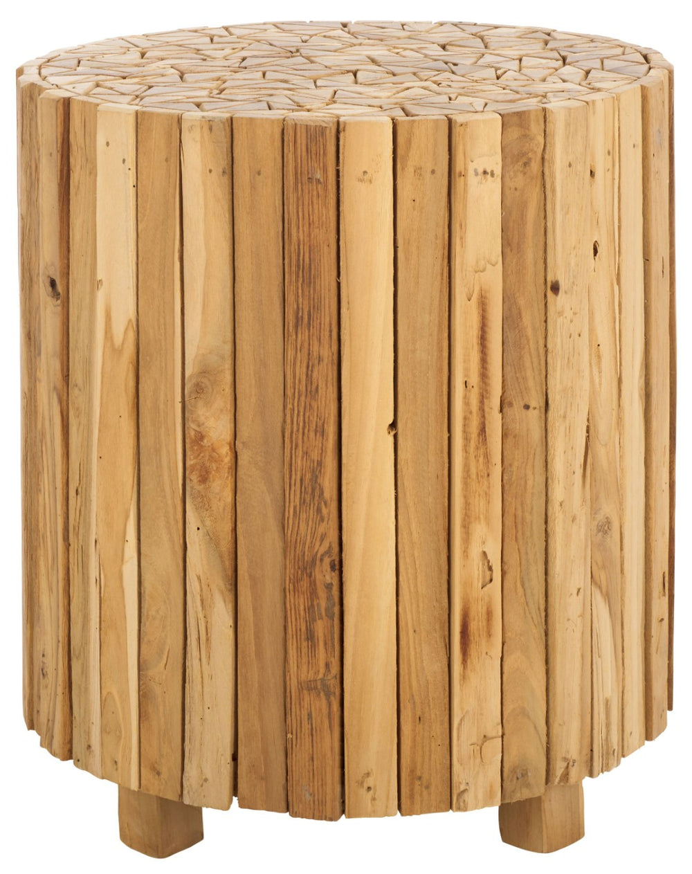 Safavieh Richmond Rustic Round End Table - Reclaimed Teak With Butcher-Block Design For Stylish Spaces FOX1002A
