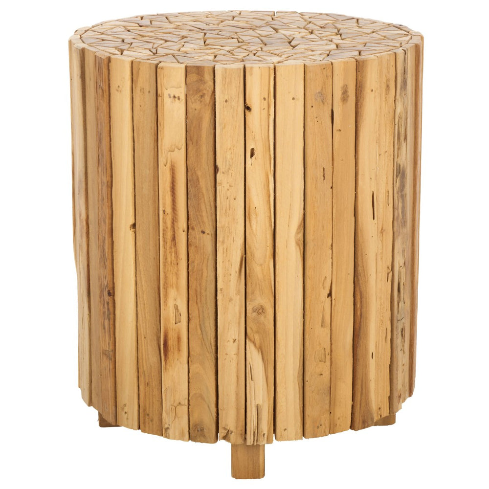 Safavieh Richmond Rustic Round End Table - Reclaimed Teak With Butcher-Block Design For Stylish Spaces FOX1002A