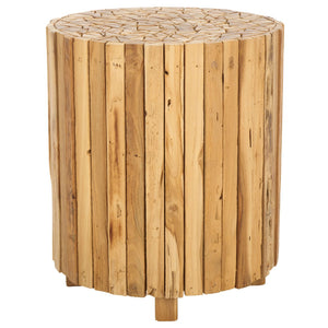 Safavieh Richmond Rustic Round End Table - Reclaimed Teak With Butcher-Block Design For Stylish Spaces FOX1002A