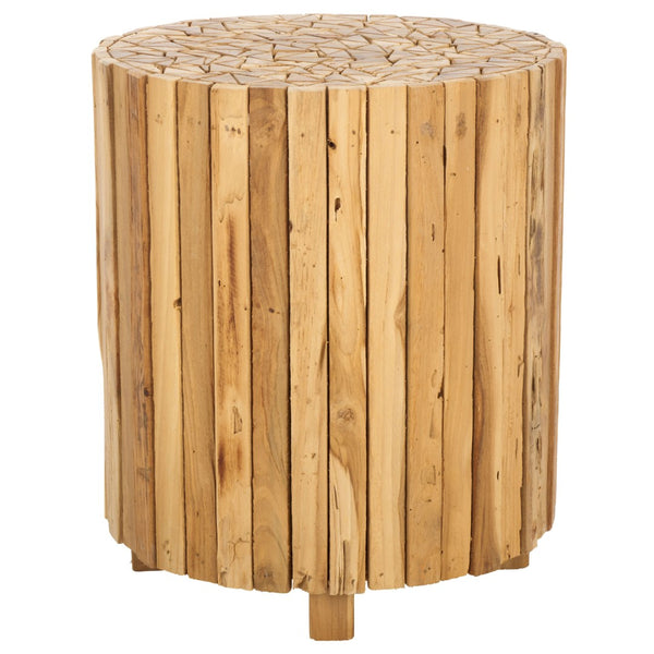 Safavieh Richmond Rustic Round End Table - Reclaimed Teak With Butcher-Block Design For Stylish Spaces FOX1002A