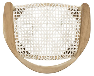 Safavieh Bandelier Arm Chair - Mid-Century Modern Design With Reclaimed Teak Frame And Woven Web Seat Comfort Light Oak/Off White Seat FOX1003A