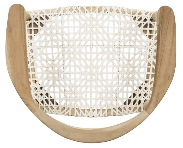 Safavieh Bandelier Arm Chair - Mid-Century Modern Design With Reclaimed Teak Frame And Woven Web Seat Comfort Light Oak/Off White Seat FOX1003A