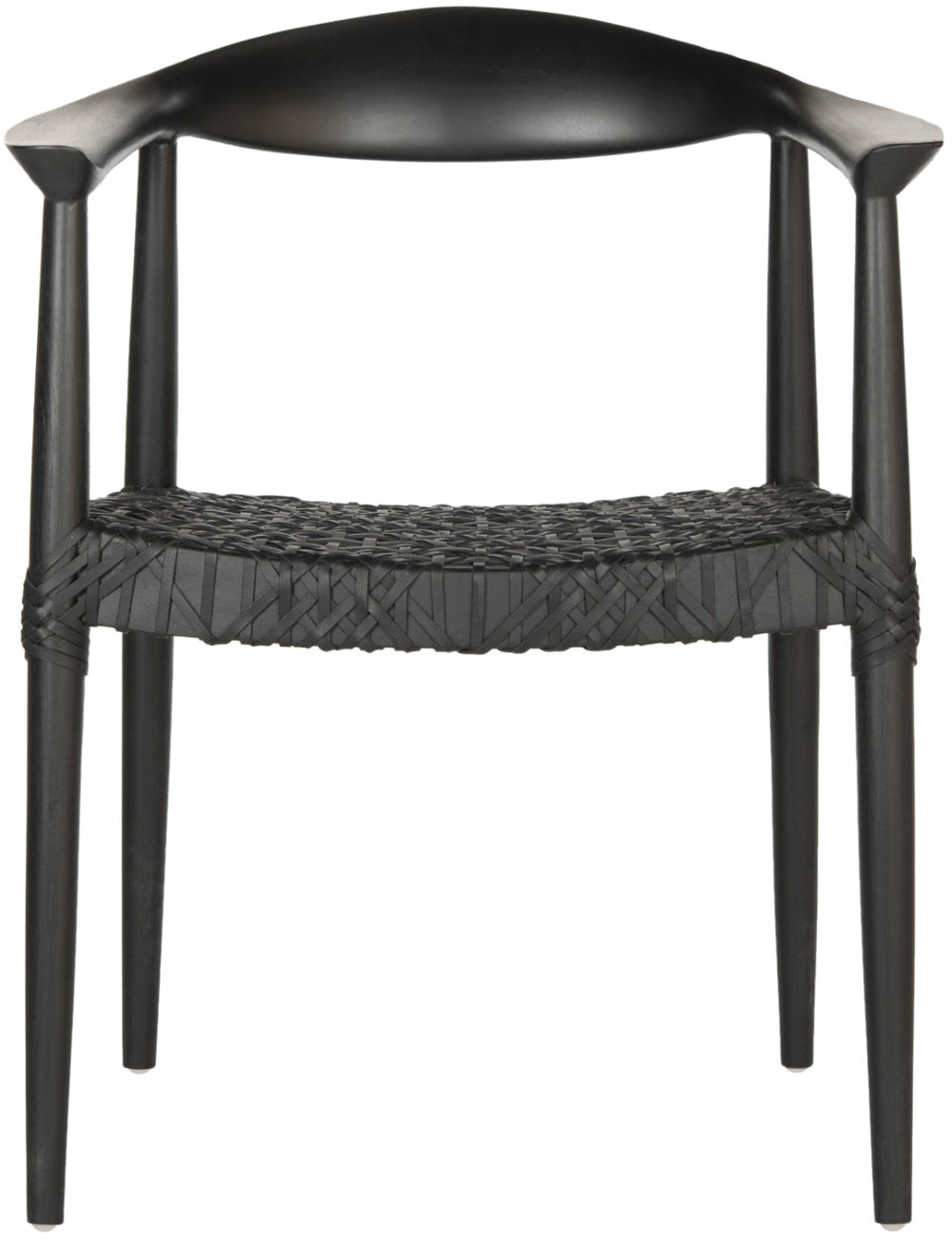 Safavieh Bandelier Arm Chair - Mid-Century Modern Design With Reclaimed Teak Frame And Woven Web Seat Comfort Black/Black FOX1003B