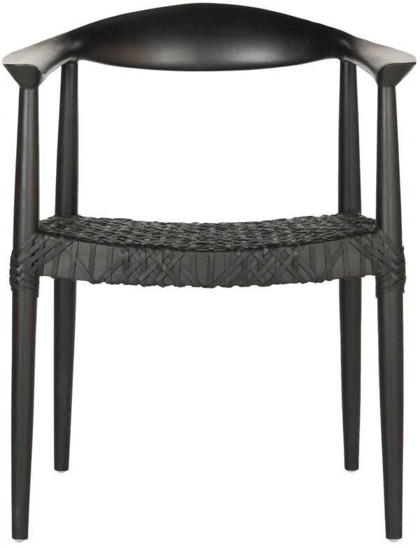 Safavieh Bandelier Arm Chair - Mid-Century Modern Design With Reclaimed Teak Frame And Woven Web Seat Comfort Black/Black FOX1003B