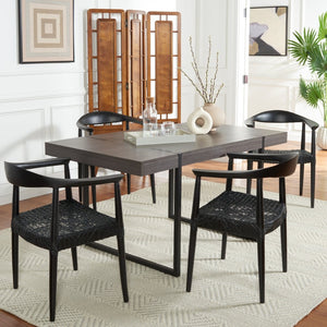 Safavieh Bandelier Arm Chair - Mid-Century Modern Design With Reclaimed Teak Frame And Woven Web Seat Comfort Black/Black FOX1003B