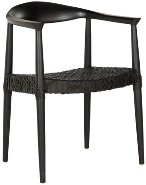Safavieh Bandelier Arm Chair - Mid-Century Modern Design With Reclaimed Teak Frame And Woven Web Seat Comfort Black/Black FOX1003B
