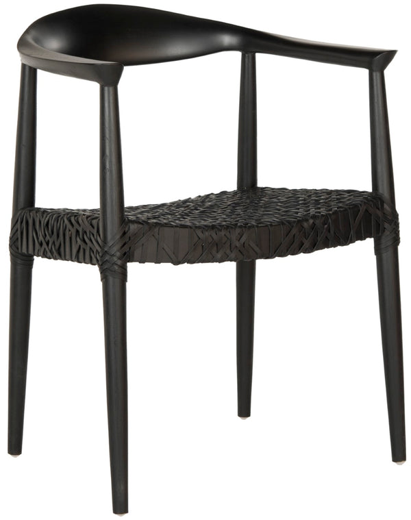 Safavieh Bandelier Arm Chair - Mid-Century Modern Design With Reclaimed Teak Frame And Woven Web Seat Comfort Black/Black FOX1003B