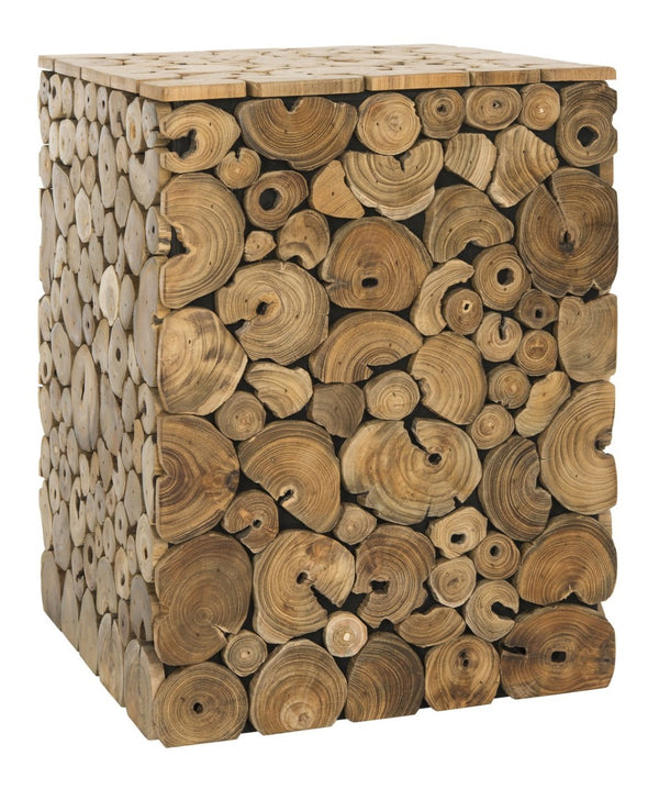 Safavieh Jefferson Rustic Stool - Versatile Reclaimed Teak Accent, Eco-Friendly, No Assembly, Light Oak Finish FOX1004A