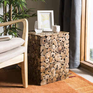 Safavieh Jefferson Rustic Stool - Versatile Reclaimed Teak Accent, Eco-Friendly, No Assembly, Light Oak Finish FOX1004A