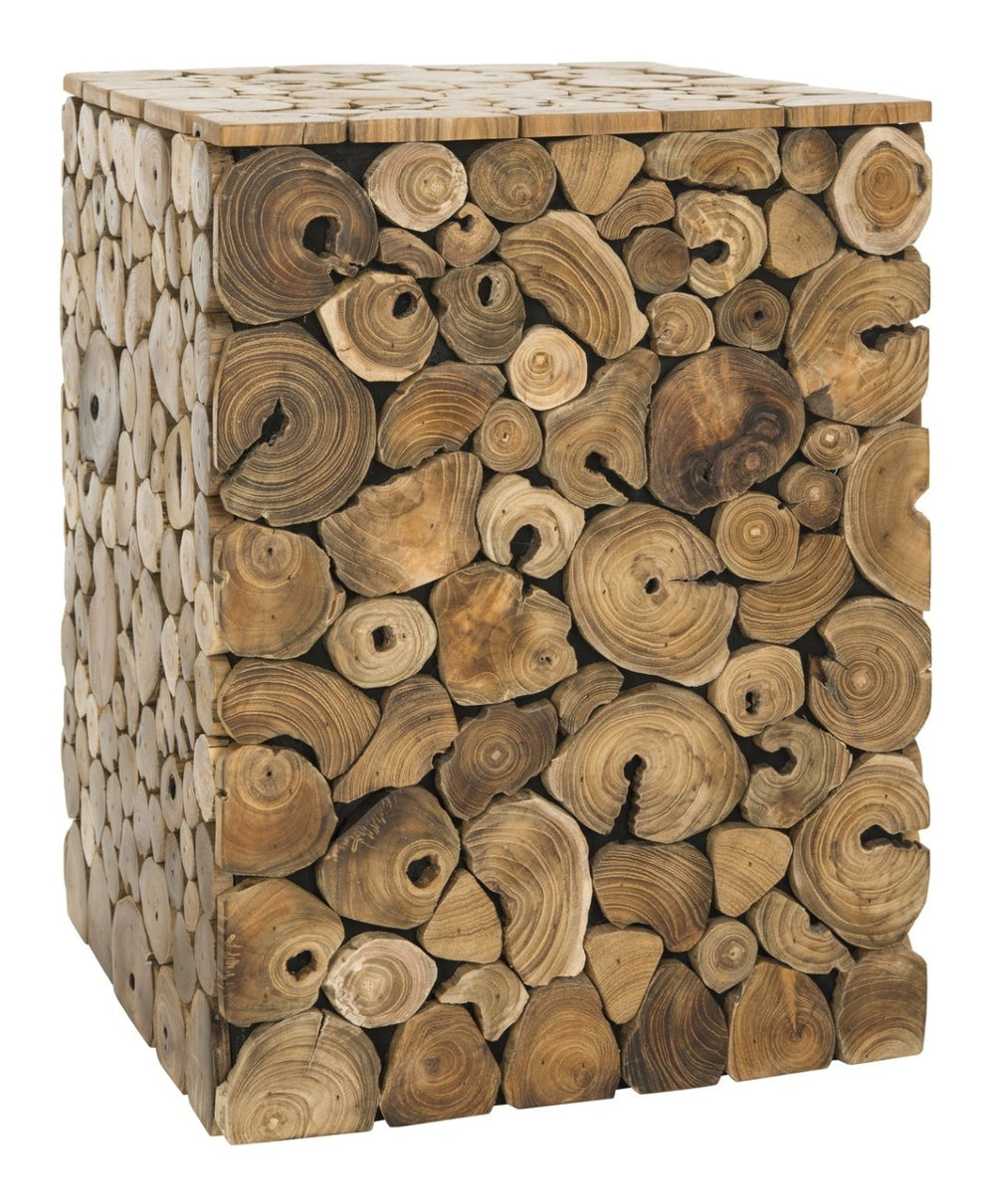 Safavieh Jefferson Rustic Stool - Versatile Reclaimed Teak Accent, Eco-Friendly, No Assembly, Light Oak Finish FOX1004A