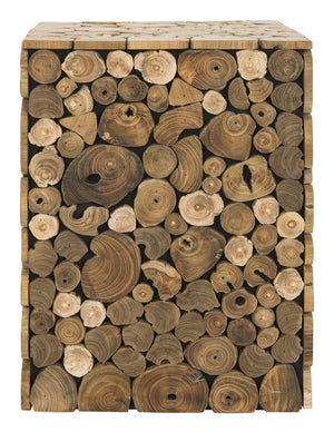 Safavieh Jefferson Rustic Stool - Versatile Reclaimed Teak Accent, Eco-Friendly, No Assembly, Light Oak Finish FOX1004A