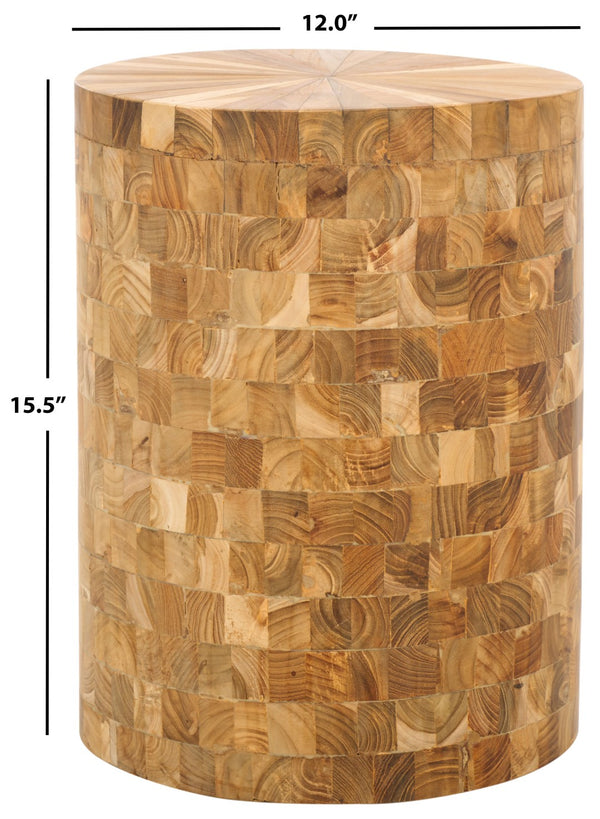 Safavieh Tioga Stool - Chic Geometric Accent In Reclaimed Teak With Light Maple Finish For Modern Spaces FOX1006A
