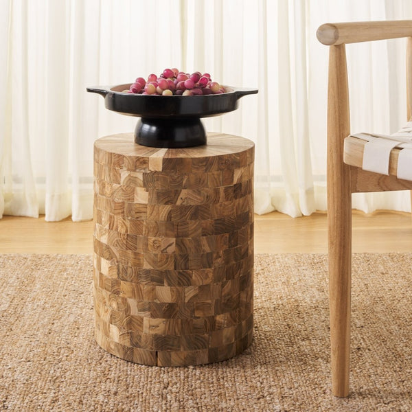 Safavieh Tioga Stool - Chic Geometric Accent In Reclaimed Teak With Light Maple Finish For Modern Spaces FOX1006A