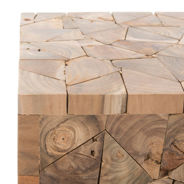 Safavieh Forbes Teak Square Stool - Handcrafted Reclaimed Wood Accent Table For Stylish Living Spaces FOX1007A