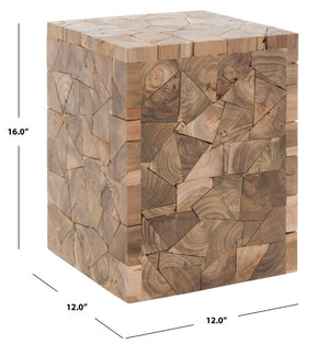 Safavieh Forbes Teak Square Stool - Handcrafted Reclaimed Wood Accent Table For Stylish Living Spaces FOX1007A
