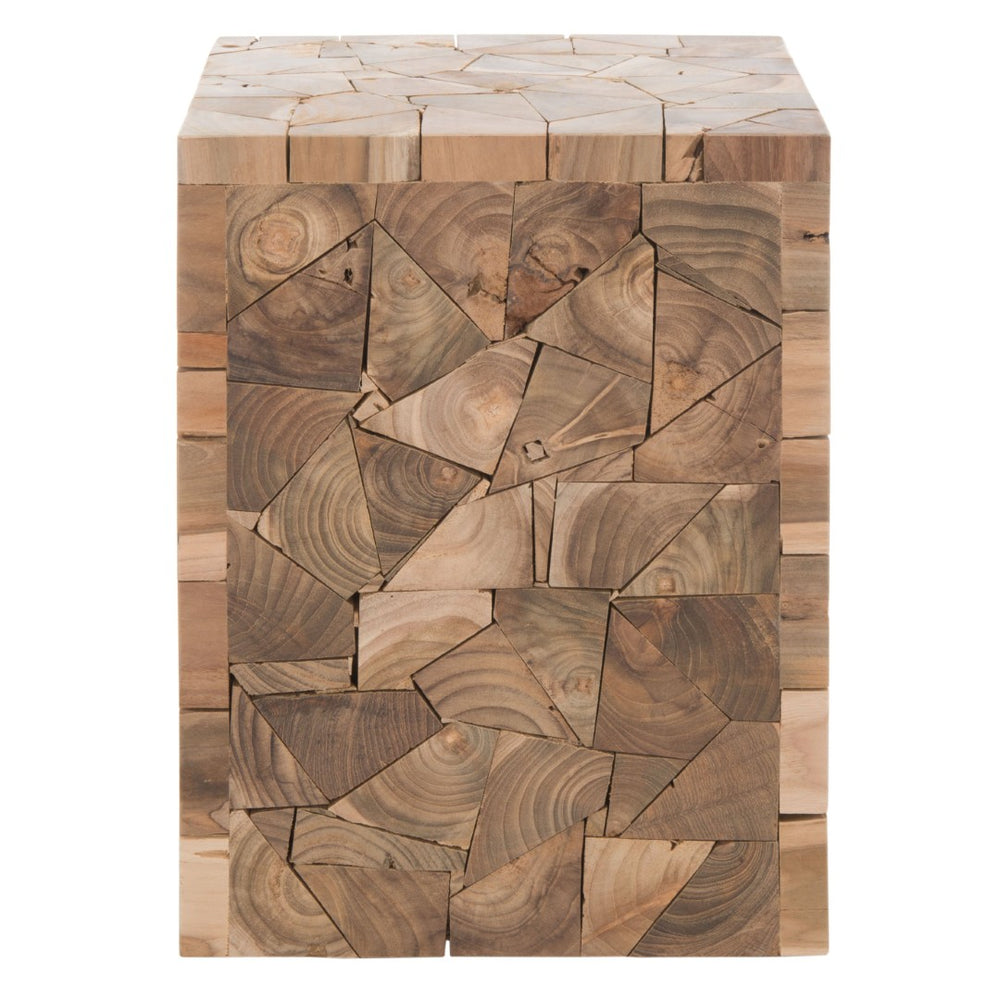 Safavieh Forbes Teak Square Stool - Handcrafted Reclaimed Wood Accent Table For Stylish Living Spaces FOX1007A
