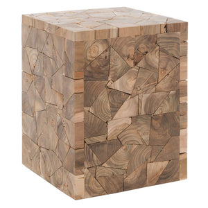Safavieh Forbes Teak Square Stool - Handcrafted Reclaimed Wood Accent Table For Stylish Living Spaces FOX1007A