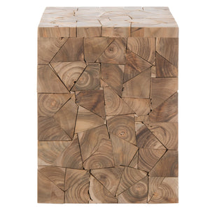 Safavieh Forbes Teak Square Stool - Handcrafted Reclaimed Wood Accent Table For Stylish Living Spaces FOX1007A