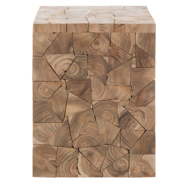 Safavieh Forbes Teak Square Stool - Handcrafted Reclaimed Wood Accent Table For Stylish Living Spaces FOX1007A
