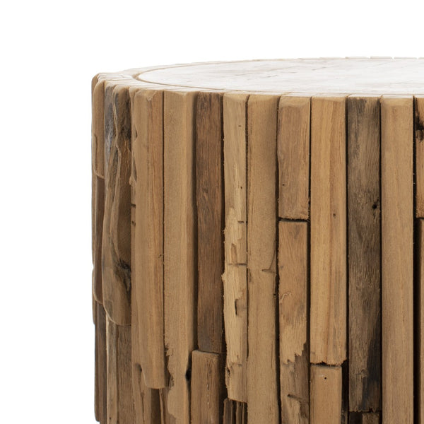 Safavieh Minadoka Round Stool - Rustic Teak Accent For Versatile Seating, Side Table, Or Display Pedestal FOX1008A