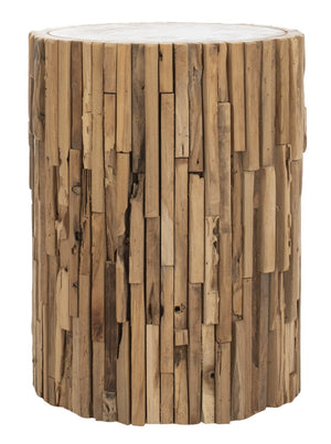 Safavieh Minadoka Round Stool - Rustic Teak Accent For Versatile Seating, Side Table, Or Display Pedestal FOX1008A