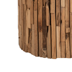 Safavieh Minadoka Round Stool - Rustic Teak Accent For Versatile Seating, Side Table, Or Display Pedestal FOX1008A