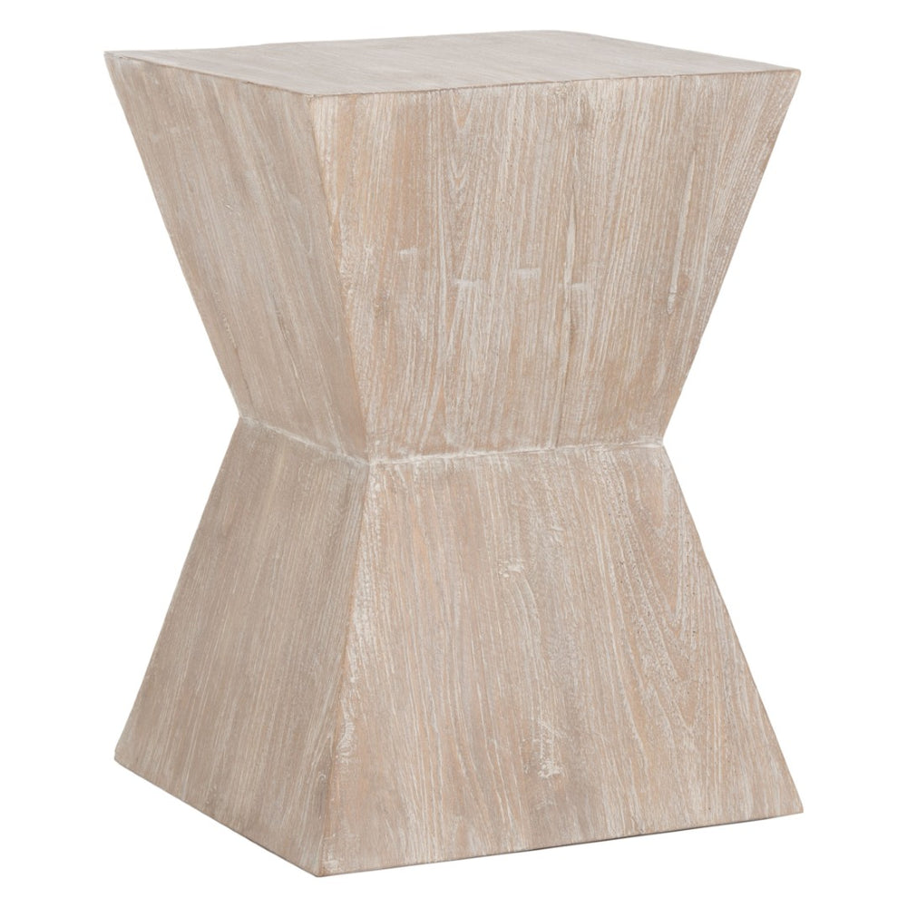 Safavieh Natak Curved Oak Side Table - Sculptural Accent For Modern & Rustic Spaces, Perfect Nightstand Option FOX1009A