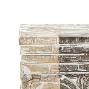 Safavieh Pecos Stool - Hand-Carved Whitewashed Accent For Sustainable Interiors, Multi-Functional Decor Piece FOX1012A