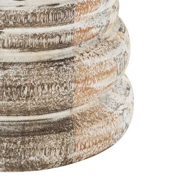 Safavieh Pecos Stool - Hand-Carved Whitewashed Accent For Sustainable Interiors, Multi-Functional Decor Piece FOX1012A