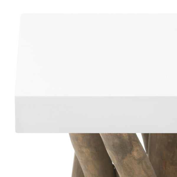 Safavieh Hartwick Organic Teak Branch Side Table - Modern Accent Table For Living Room Or Bedroom Decor White FOX1019A