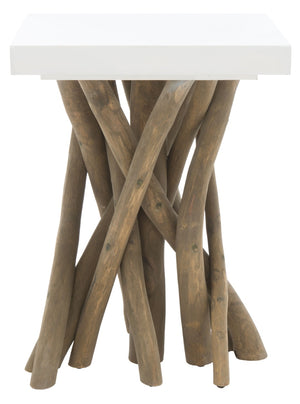 Safavieh Hartwick Organic Teak Branch Side Table - Modern Accent Table For Living Room Or Bedroom Decor White FOX1019A