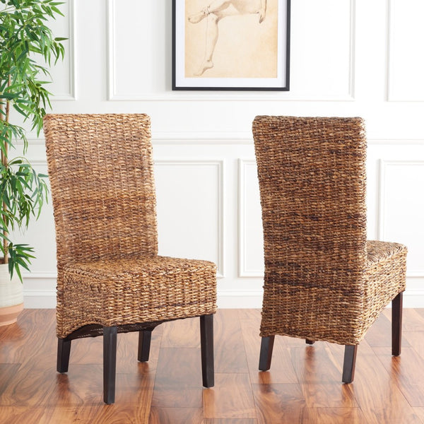 Safavieh KISKA Side Chairs - Set of 2, Dark Brown Coastal-Inspired Dining Chairs for Elegant Comfort FOX1021A-SET2