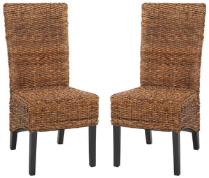 Safavieh KISKA Side Chairs - Set of 2, Dark Brown Coastal-Inspired Dining Chairs for Elegant Comfort FOX1021A-SET2