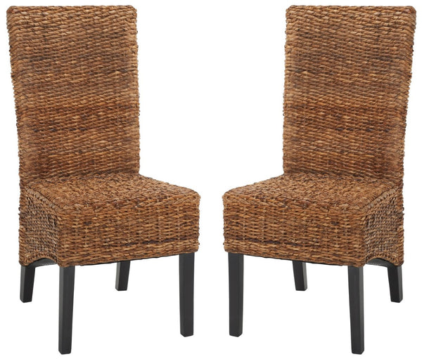 Safavieh KISKA Side Chairs - Set of 2, Dark Brown Coastal-Inspired Dining Chairs for Elegant Comfort FOX1021A-SET2