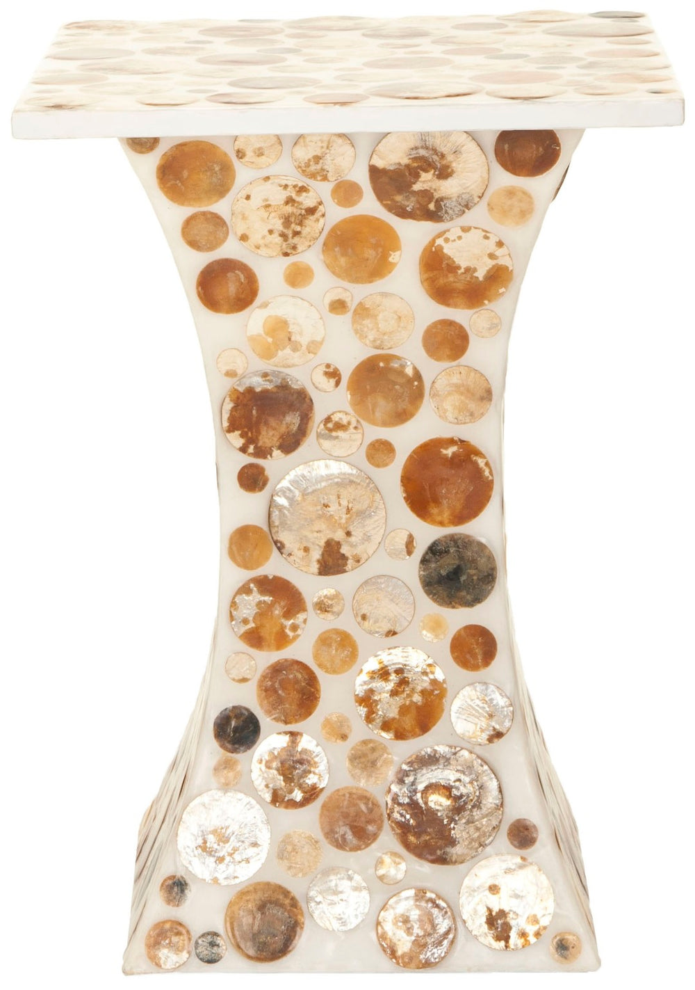 Safavieh Rona Stool - Elegant Hourglass Accent With Capiz Shell Design For Modern & Coastal Interiors FOX1505A
