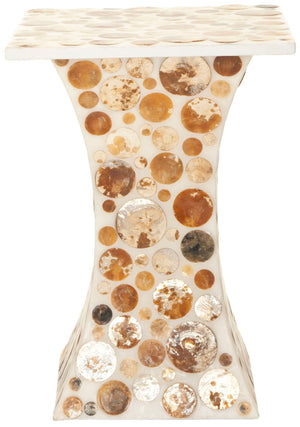 Safavieh Rona Stool - Elegant Hourglass Accent With Capiz Shell Design For Modern & Coastal Interiors FOX1505A