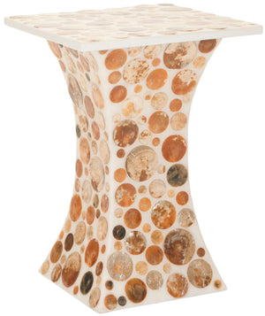 Safavieh Rona Stool - Elegant Hourglass Accent With Capiz Shell Design For Modern & Coastal Interiors FOX1505A