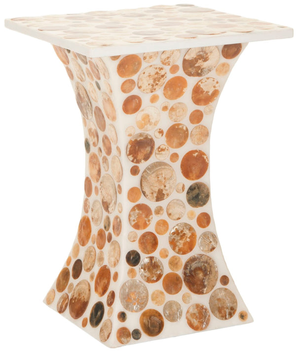 Safavieh Rona Stool - Elegant Hourglass Accent With Capiz Shell Design For Modern & Coastal Interiors FOX1505A