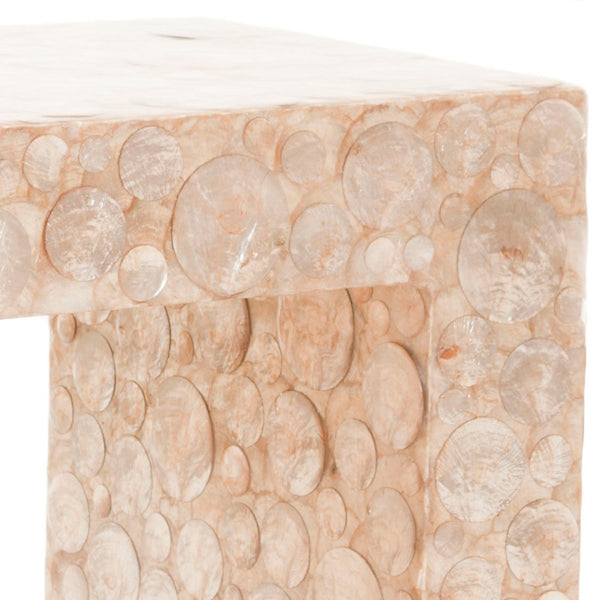 Safavieh Dawson Accent Table - Art Deco Design With Champagne Capiz Shell Finish For Modern Living Spaces FOX1507A
