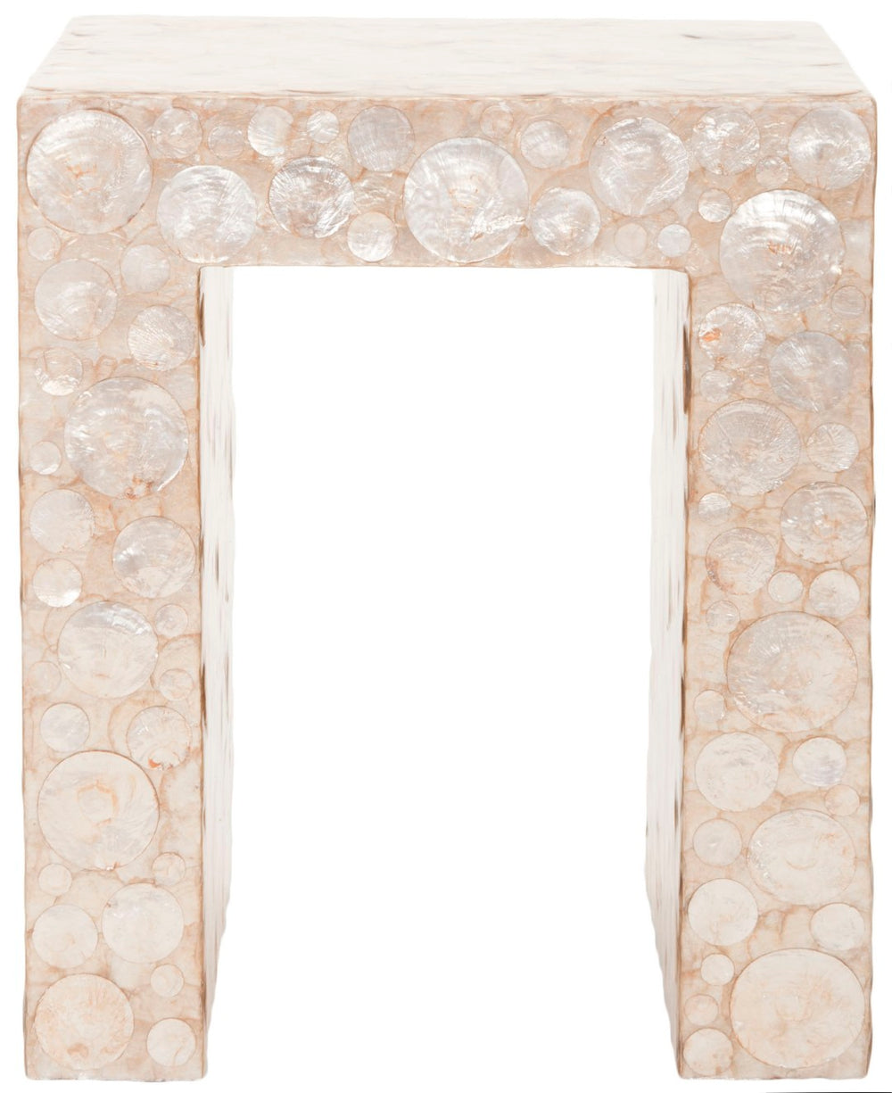 Safavieh Dawson Accent Table - Art Deco Design With Champagne Capiz Shell Finish For Modern Living Spaces FOX1507A