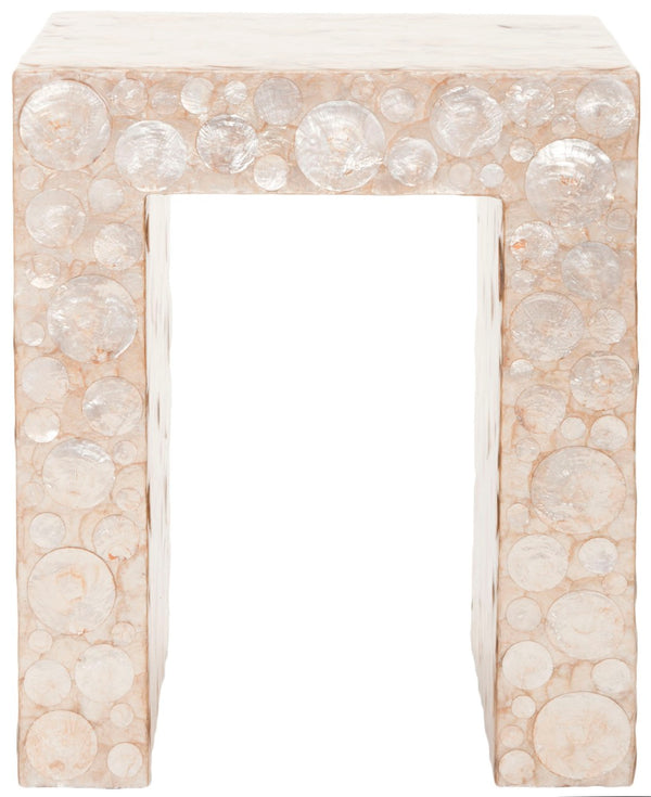 Safavieh Dawson Accent Table - Art Deco Design With Champagne Capiz Shell Finish For Modern Living Spaces FOX1507A