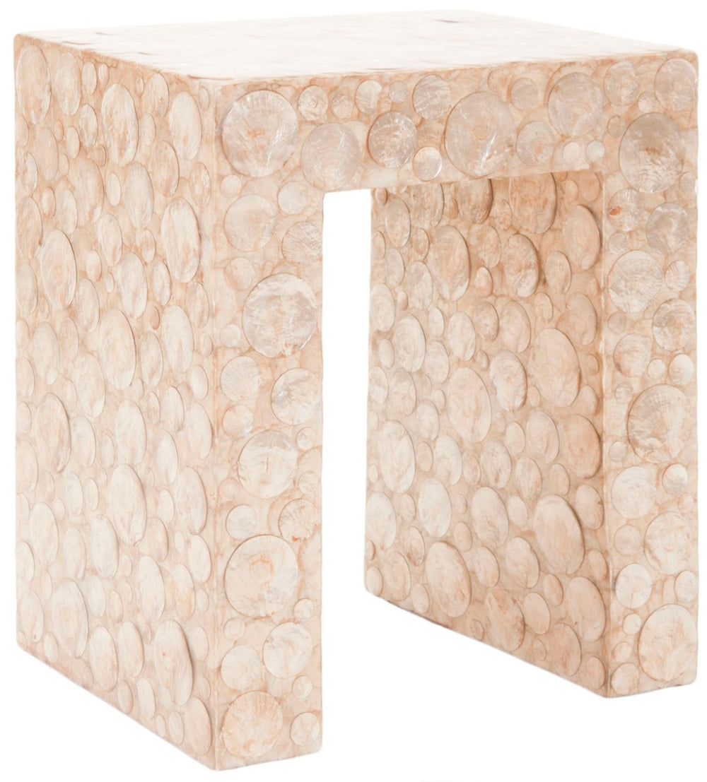 Safavieh Dawson Accent Table - Art Deco Design With Champagne Capiz Shell Finish For Modern Living Spaces FOX1507A