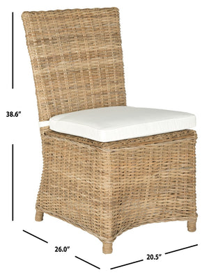 Safavieh SEBESI Side Chairs - Natural Rattan Dining Chairs for Cozy and Stylish Interiors - Ergonomic Design FOX1600A-SET2