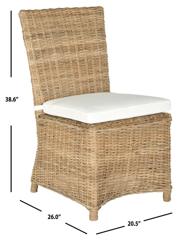 Safavieh SEBESI Side Chairs - Natural Rattan Dining Chairs for Cozy and Stylish Interiors - Ergonomic Design FOX1600A-SET2
