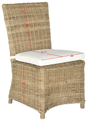 Safavieh SEBESI Side Chairs - Natural Rattan Dining Chairs for Cozy and Stylish Interiors - Ergonomic Design FOX1600A-SET2