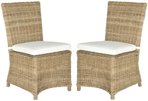 Safavieh SEBESI Side Chairs - Natural Rattan Dining Chairs for Cozy and Stylish Interiors - Ergonomic Design FOX1600A-SET2